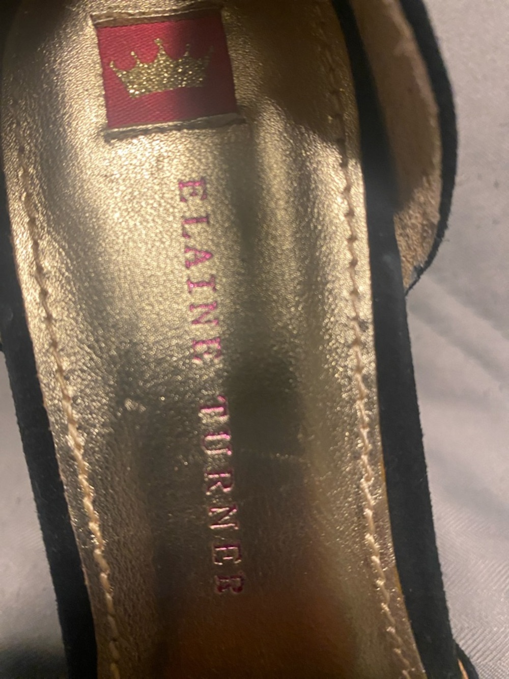 Elaine Turner Black Suede Wedge Ankle-Strap Heels Ladies Size 7 - Picture 5 of 6